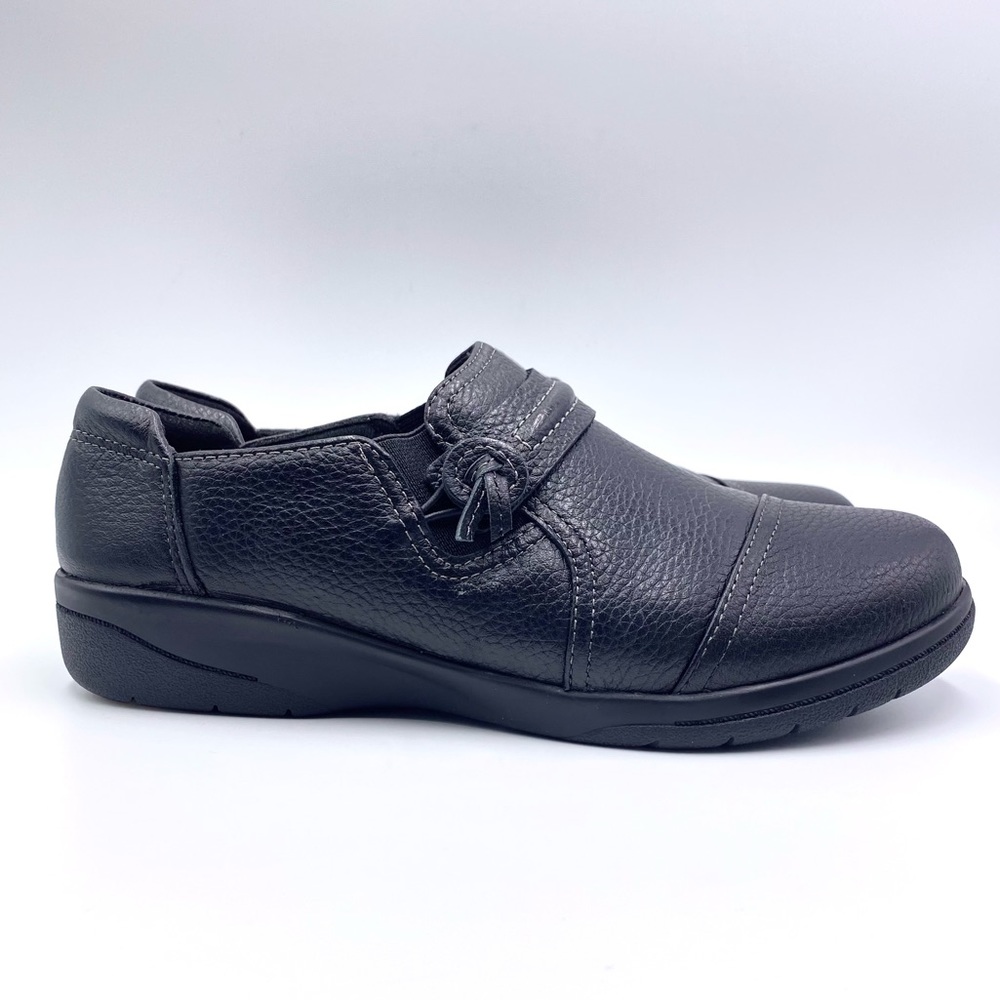 6 WIDE WIDTH Clarks Womens Cheyn Madi Black Leather Comfort‎ Loafers Flats Shoes